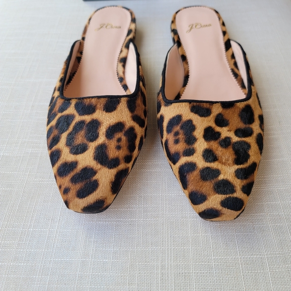 New! J.Crew Sz 9.5 Carolyn Mule Flats Shoes Leopard Calf-Hair - Picture 5 of 8